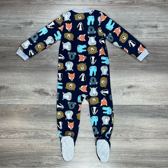 Carter’s Fleece Footed Pajama’s 4T Animals Navy Blue - Picture 3 of 11